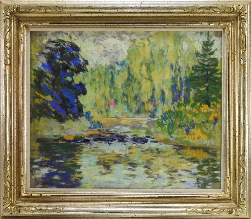 Appraisal: EDGAR PAYNE GARDEN POND LANDSCAPE PASTEL DRAWING California Missouri -