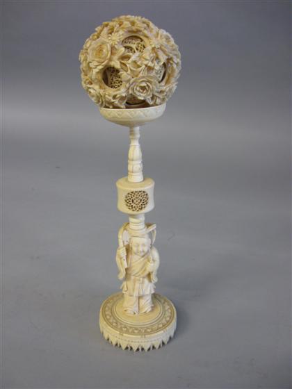 Appraisal: Chinese elephant ivory games ball on standlate th century