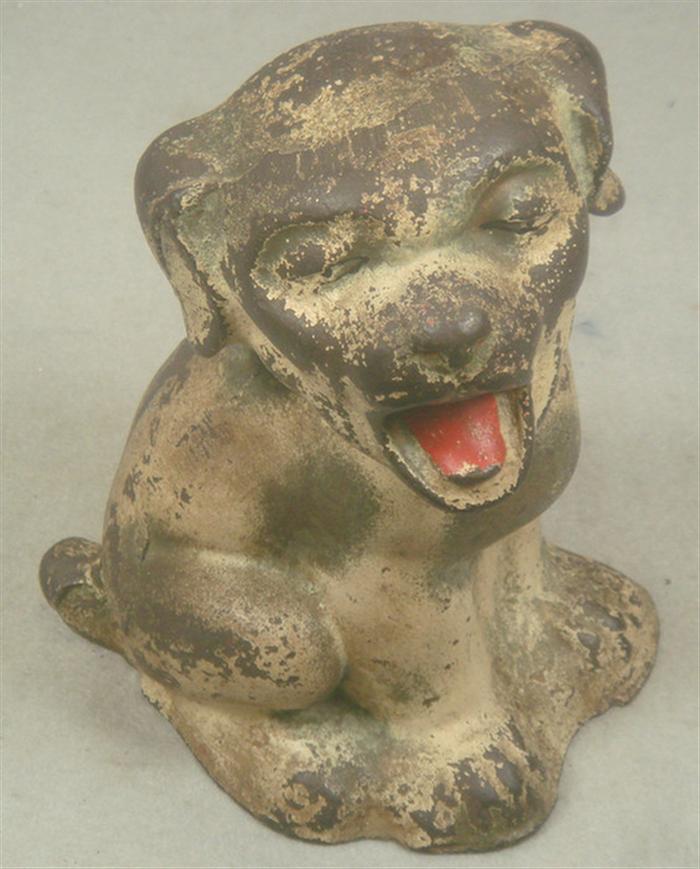 Appraisal: Cast iron doorstop free standing yawning baby Bull Dog chipping