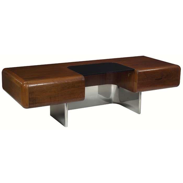 Appraisal: Stow Davis desk USA s U-shaped stainless steel base supports