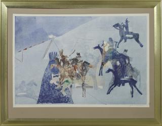 Appraisal: Jack R Eggman Indians on Horseback th c m Jack