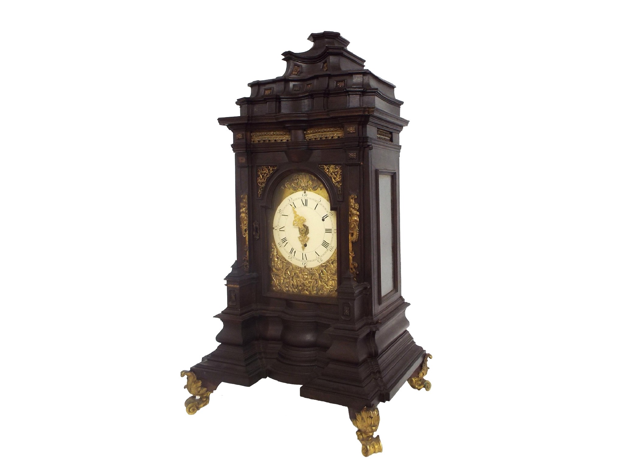 Appraisal: Large and impressive ebonised verge clock striking the quarters on