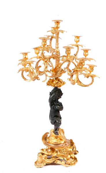 Appraisal: A pair of gilt bronze figural candelabras height in width