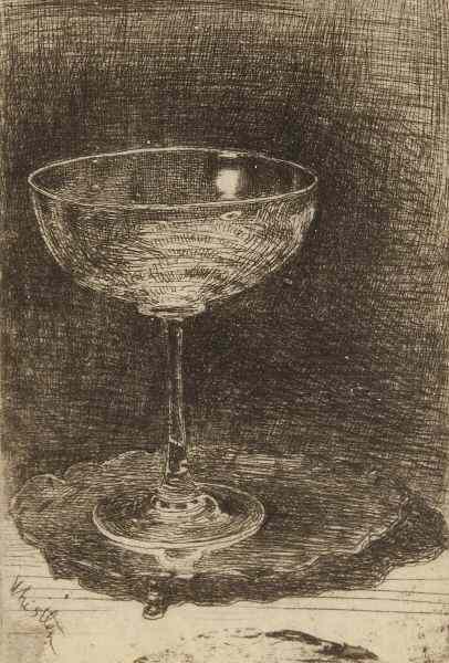 Appraisal: James A M Whistler - ''The Wine-Glass''etching on antique laid