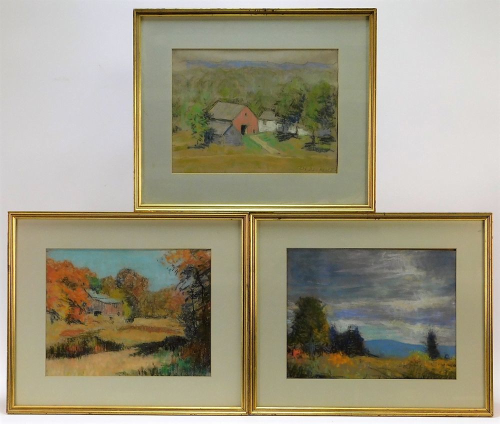 Appraisal: Charles Henry Richert Landscape Pastel Drawings Maine Massachusetts - Includes