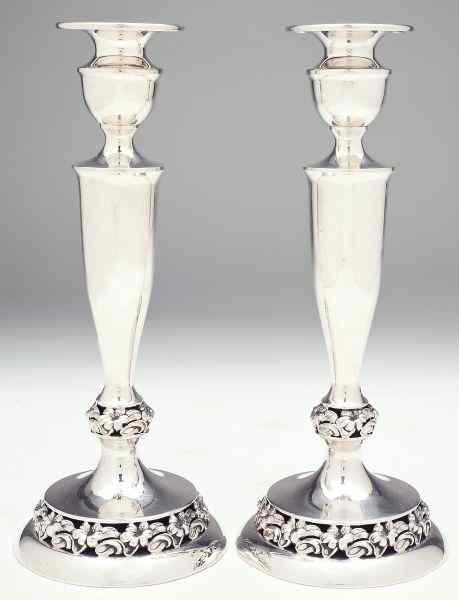 Appraisal: Pair of Sterling Silver Candlesticksby Mueck-Carey Co elegant baluster standard