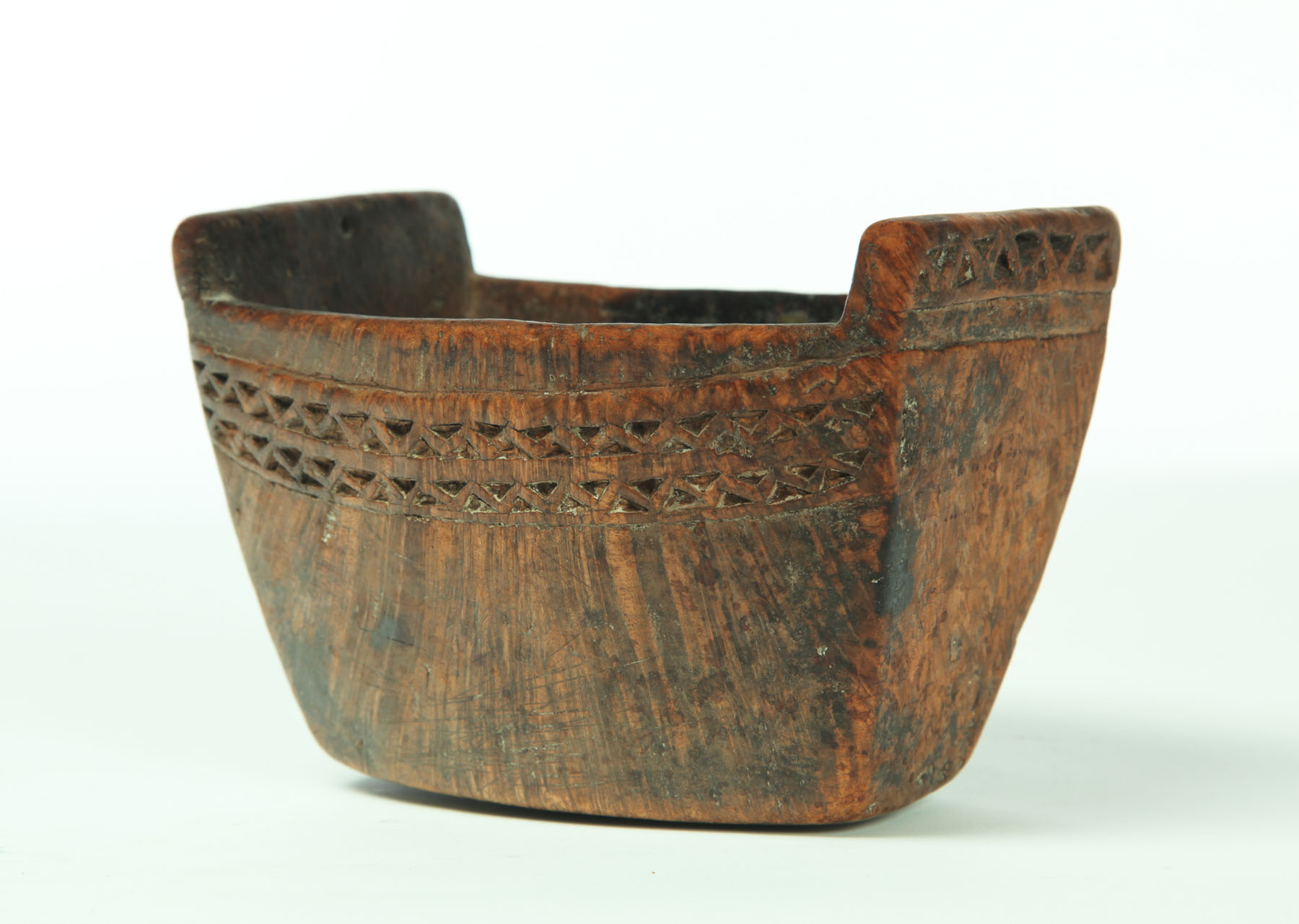 Appraisal: BURL BOWL American th century Rectangular shape carved from a