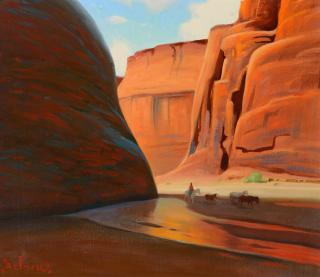 Appraisal: GERARD CURTIS DELANO - Navajo Poniesoil on board x inchessigned