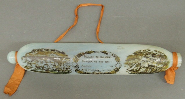 Appraisal: English blown glass Abolitionist rolling pin c with the Sunderland