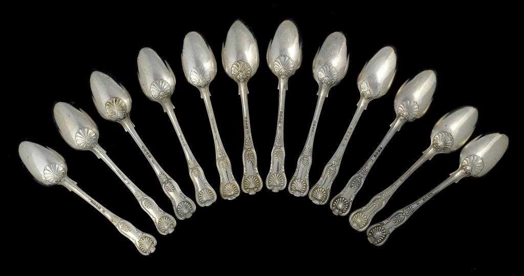 Appraisal: TWELVE WILLIAM IV VICTORIAN TABLE SPOONS King's pattern with diamond