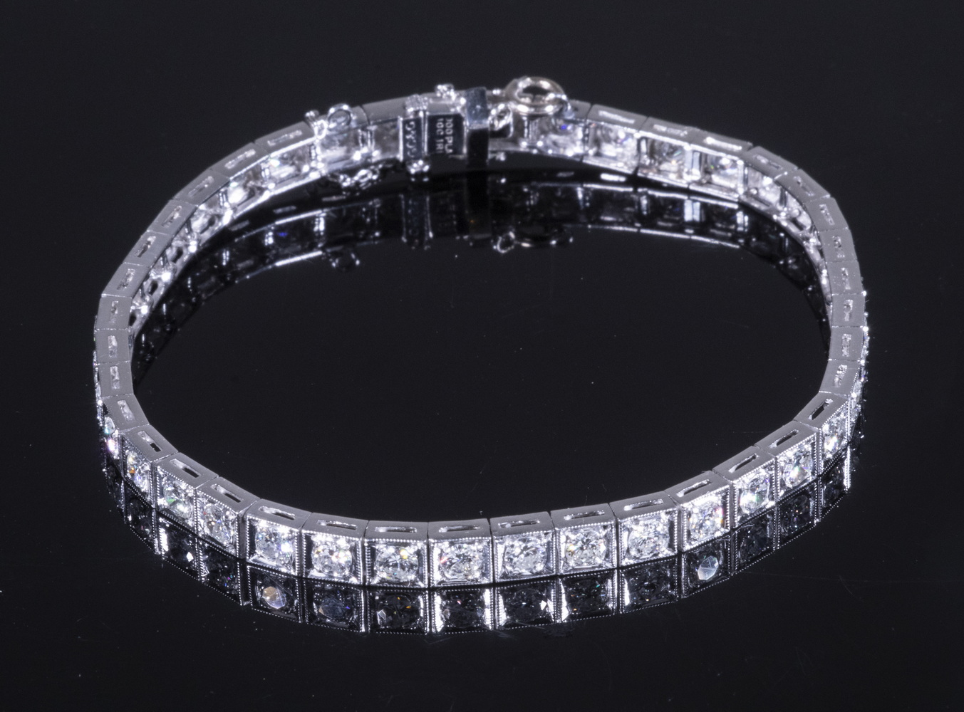 Appraisal: VINTAGE LADIES PLATINUM AND DIAMOND LINE BRACELET square links each