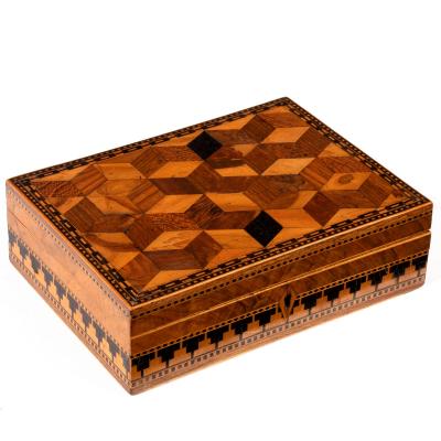 Appraisal: A th Century parquetry inlaid box in specimen woods with