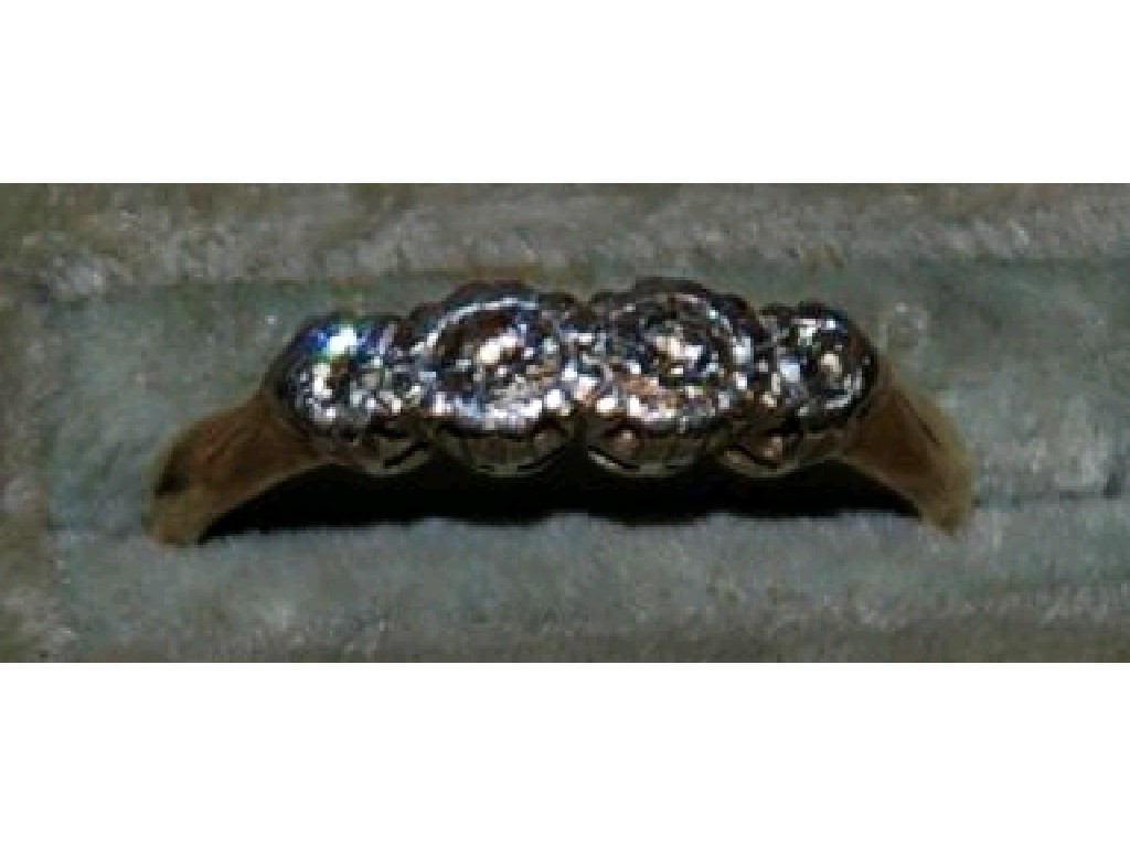 Appraisal: ct GOLD RING WITH FOUR DIAMONDS in illusion settings approx