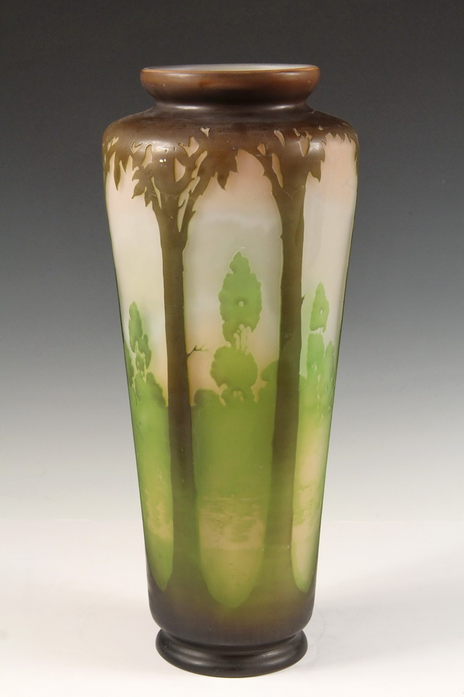 Appraisal: MONUMENTAL GALLE VASE - French Art Glass Long Stem Vase