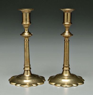 Appraisal: Pair th century brass candlesticks scalloped bases - in Several