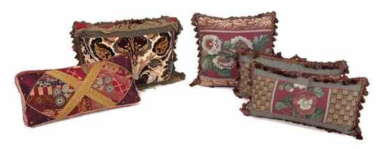 Appraisal: A Set of Three Tapestry Silk and Embroidered Pillows comprising