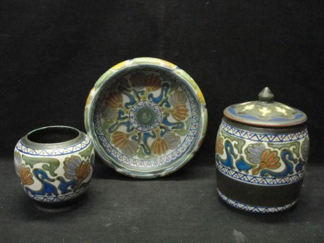 Appraisal: GOUDA Lot of Pieces Lidded bowl wide bowl and tall