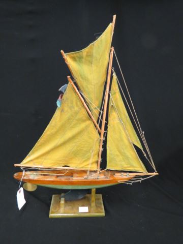 Appraisal: Vintage Wooden Pond Boat Bowman Racing Yacht long tall with