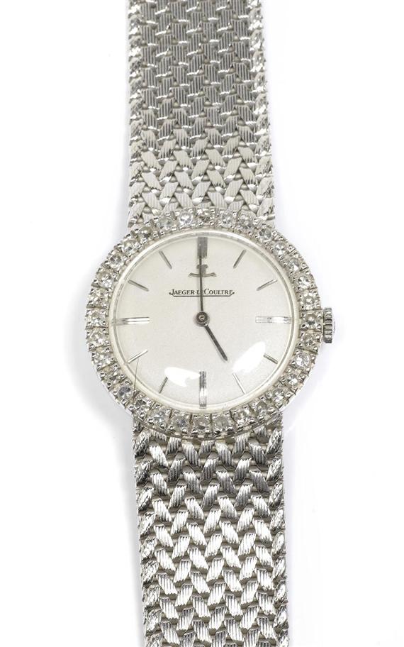 Appraisal: DIAMOND LADY'S WRISTWATCH JAEGER LECOULTRE s White gold g Round