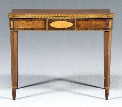 Appraisal: New England Federal inlaid card table mahogany with pine secondary