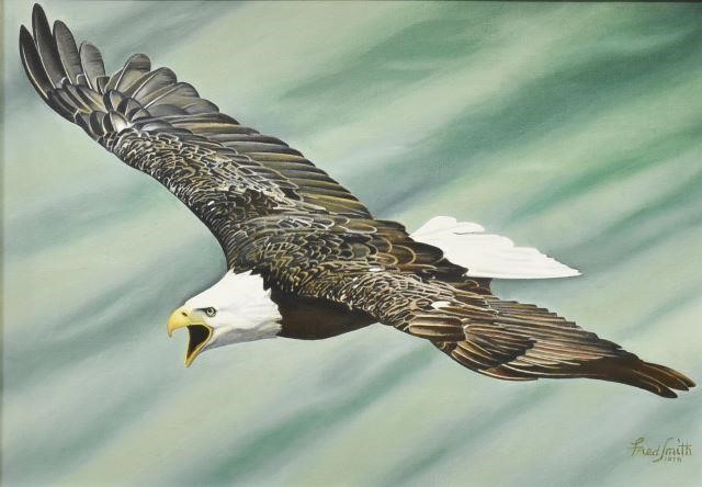 Appraisal: Framed oil painting on canvas Soaring Eagle signed lower right