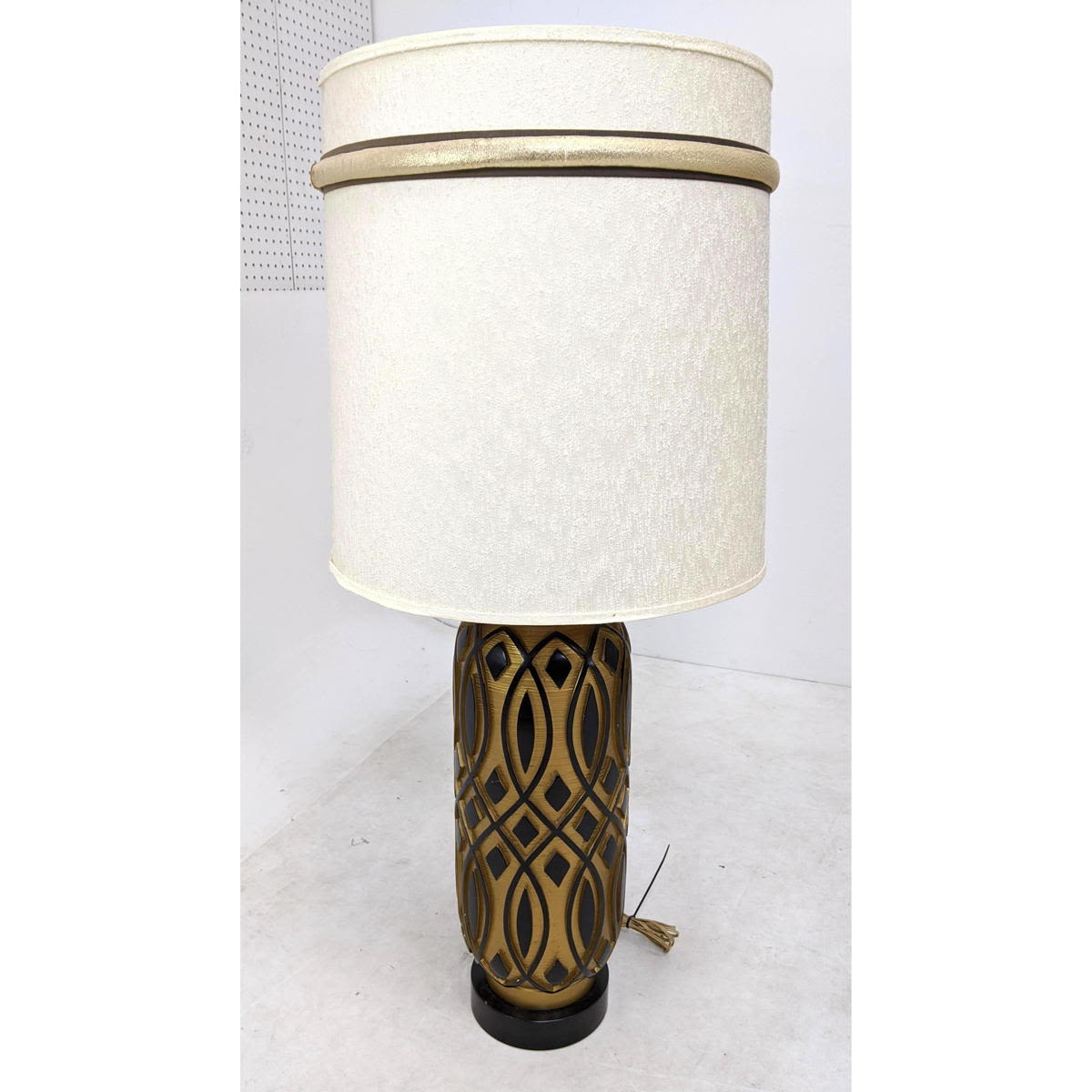 Appraisal: Oversized FAIP Table Lamp Decorator Black Gold Painted Table Lamp