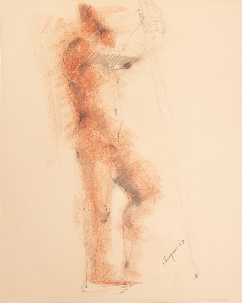 Appraisal: American School th c Figure Study graphite and pastel on