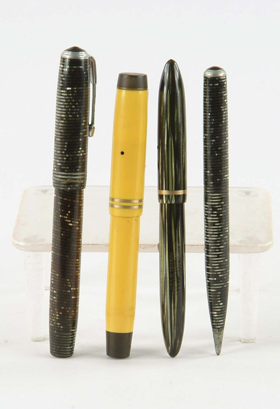 Appraisal: LOT OF THREE COLLECTIBLE PENS AND ONE PENCIL Yellow Parker