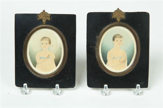 Appraisal: TWO MINIATURES ON PAPER American - Two young girls probably