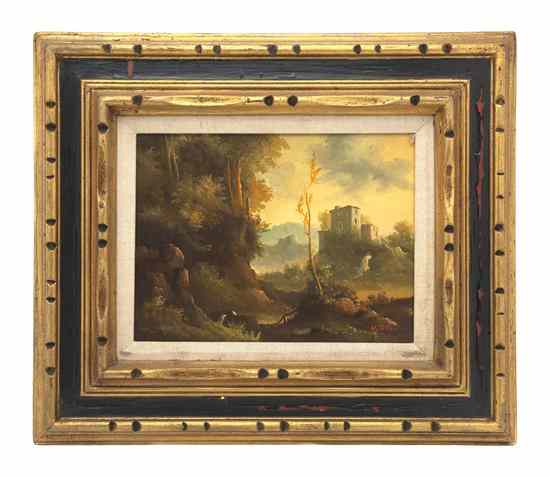 Appraisal: Means th century Italian Landscape with Villa oil on canvas