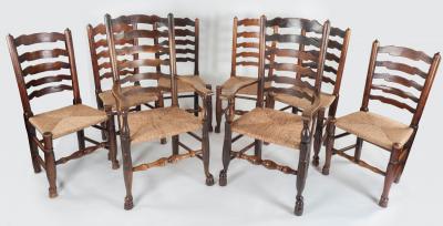 Appraisal: A set of eight ladderback dining chairs including two armchairs