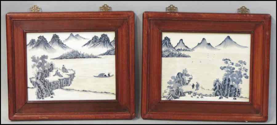 Appraisal: TWO KOREAN PORCELAIN TILES Frame '' x '' Condition No