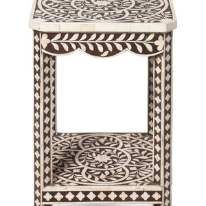 Appraisal: A Vizagapatam Style Bone and Ebony Inlaid Table Height x