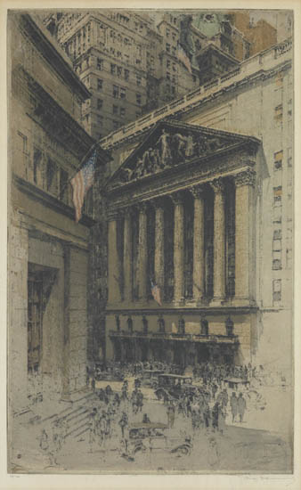 Appraisal: LUIGI KASIMIR New York Stock Exchange Color etching and aquatint