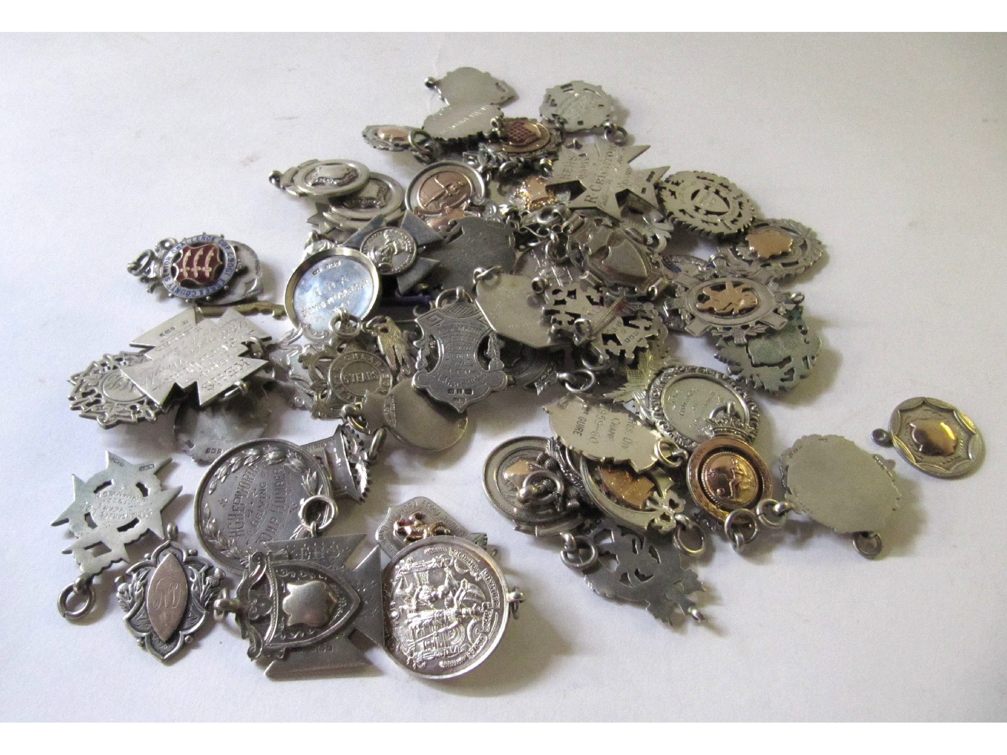 Appraisal: A lot comprising assorted silver medal fobs and medals oz