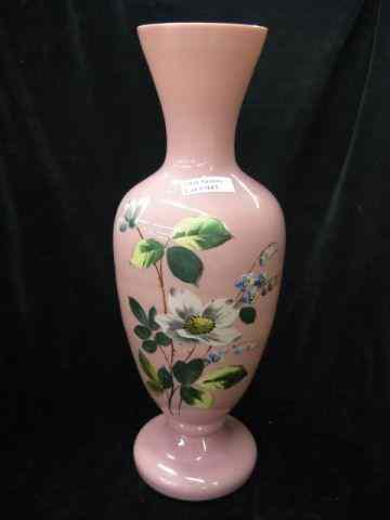 Appraisal: Victorian Enameled Art Glass Vase floral on pink '' excellent