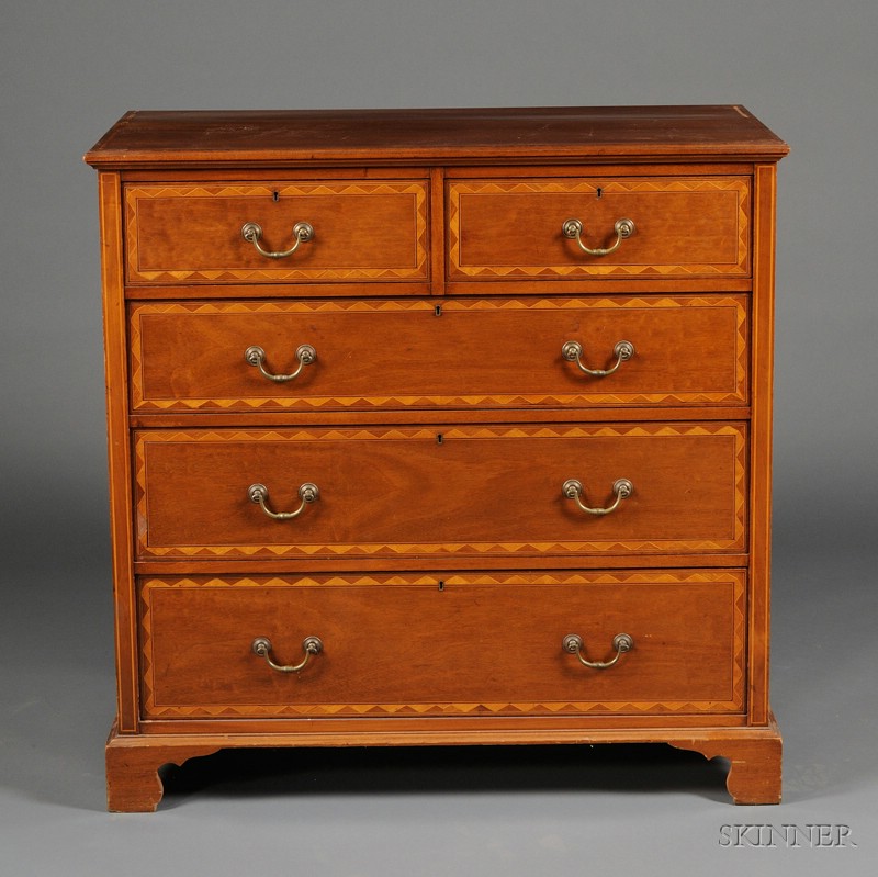 Appraisal: English Inlaid Mahogany Chest of Drawers th century with rectangular