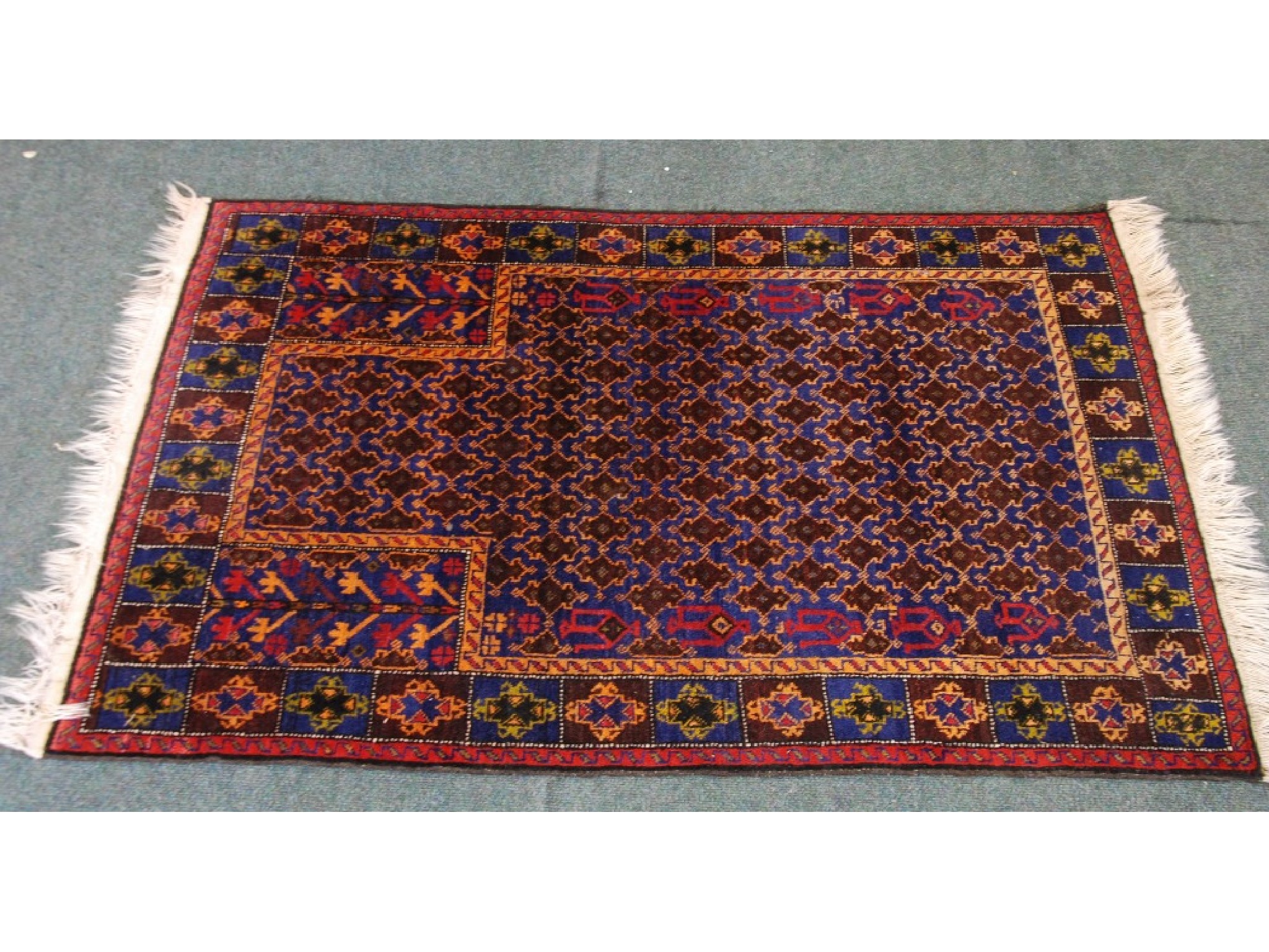 Appraisal: TURKOMAN 'JOI NAMAZ' OR PRAYER RUG with rectangular mihrab all