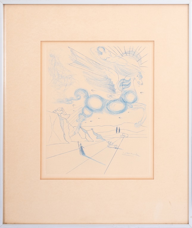 Appraisal: SALVADOR DALI BLUE PEGASUS ETCHING Lithograph in colors Pegasus in