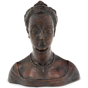 Appraisal: A Continental Bronze Bust of a Noblewoman th Century unsigned