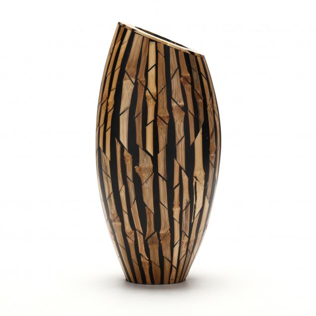 Appraisal: R Y AUGOUSTI MODERN BAMBOO VASE France late th century