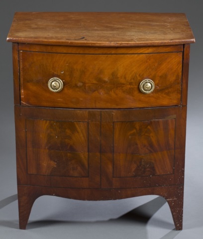 Appraisal: Hepplewhite Style Bedside Commode Mahogany with flame mahogany veneers Top