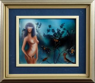 Appraisal: H Betourne Nude Woman in a Landscape with Birds H