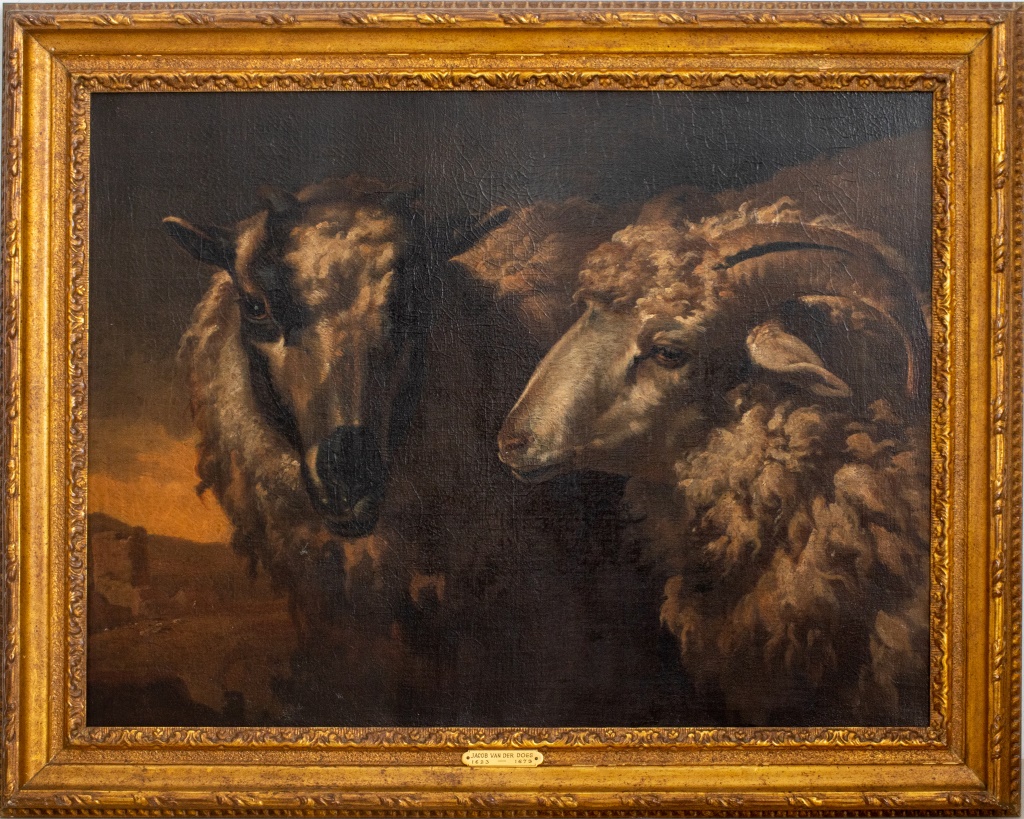 Appraisal: JACOB VAN DER DOES SHEEP RAM OIL ON CANVAS Jacob