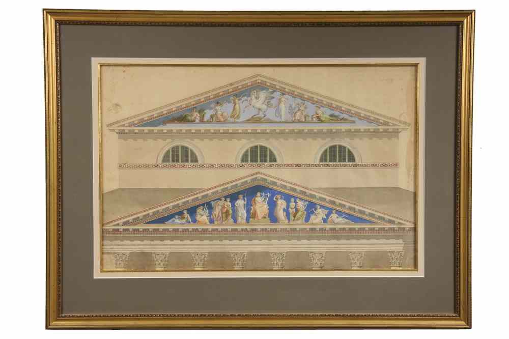 Appraisal: GOUACHE - Architectural Study of Classical Greek Entablature Friezes rendered