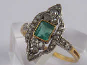 Appraisal: A yellow metal tests carat gold marquise shape emerald and