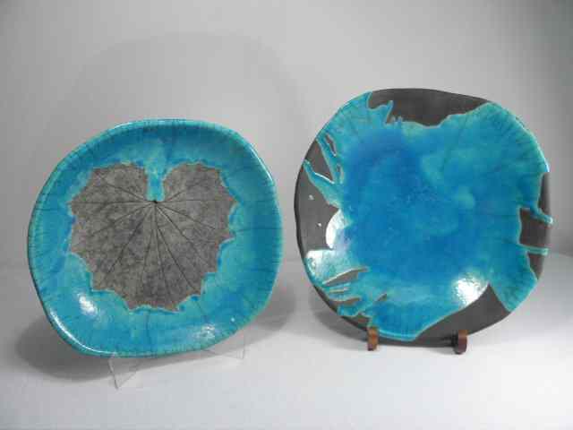 Appraisal: Lot of two blue glazed art pottery bowls Both are