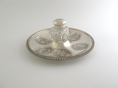 Appraisal: Regimental interest An Edwardian Scottish inkstand the gadrooned circular base