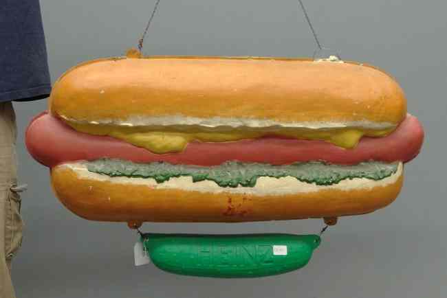 Appraisal: Vintage Heinz hot dog trade sign '' Length