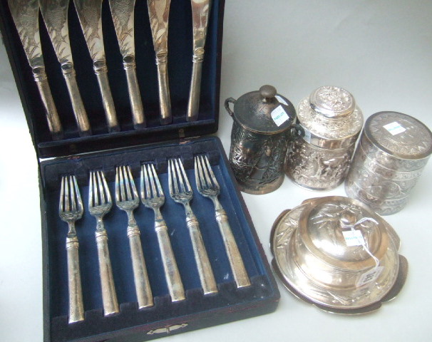 Appraisal: A group of Oriental metalwares comprising a circular bamboo decorated